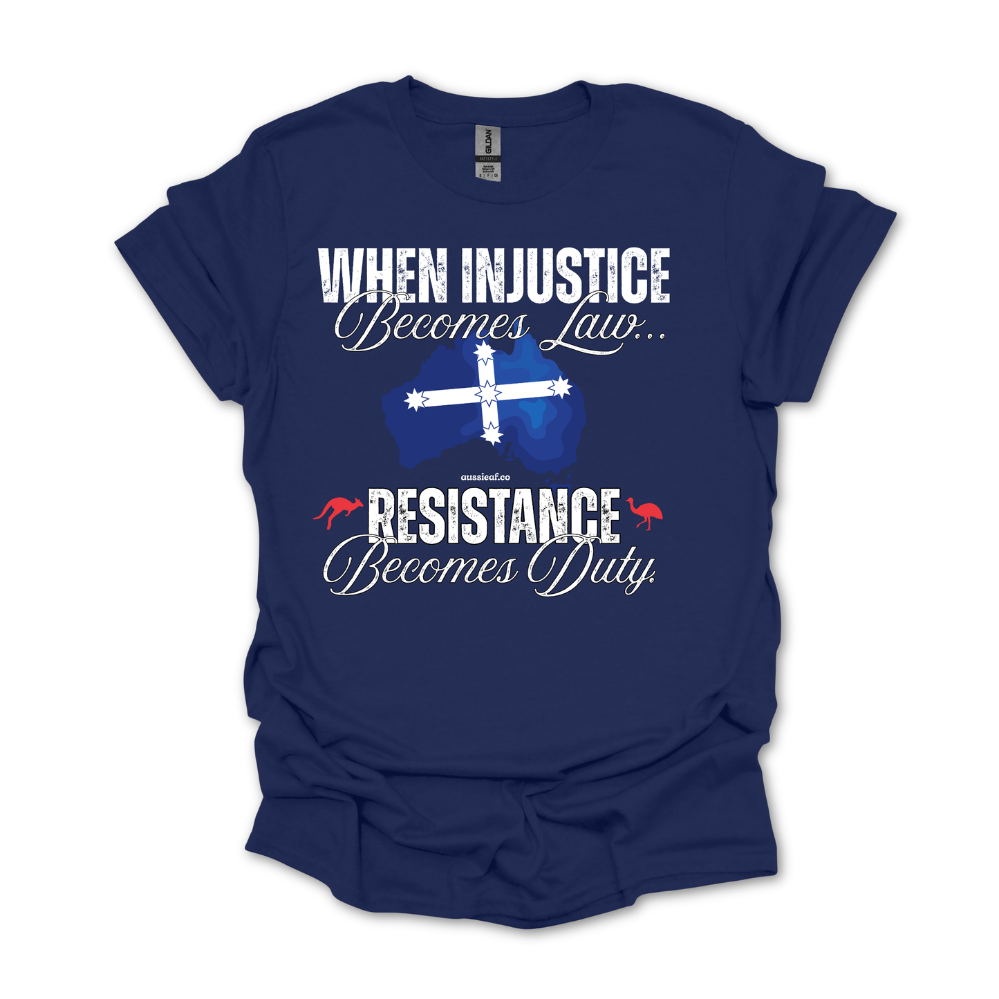 When Injustice Becomes Law Eureka Flag Unisex FRONT Print Shirt