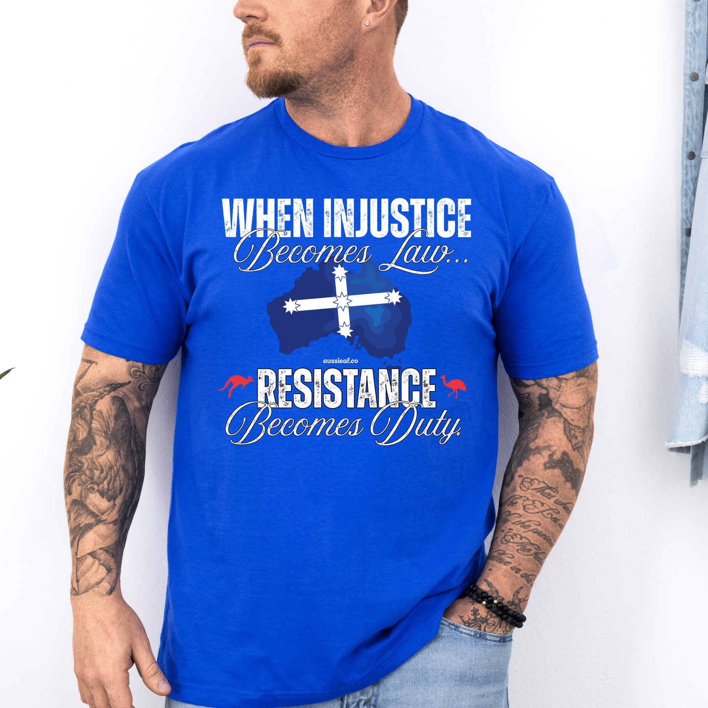 When Injustice Becomes Law Eureka Flag Unisex FRONT Print Shirt
