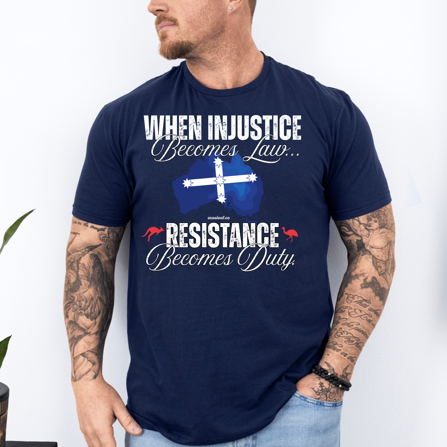 When Injustice Becomes Law Eureka Flag Unisex FRONT Print Shirt
