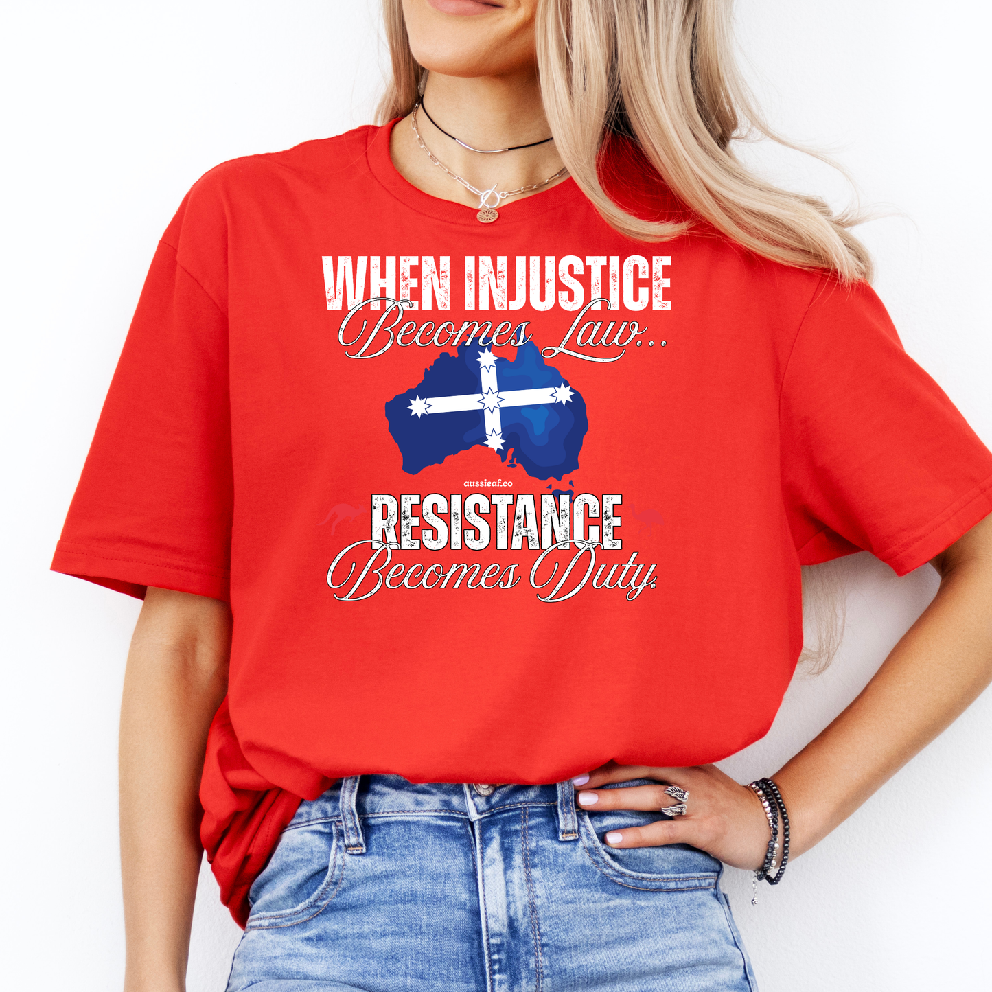 When Injustice Becomes Law Eureka Flag Unisex FRONT Print Shirt