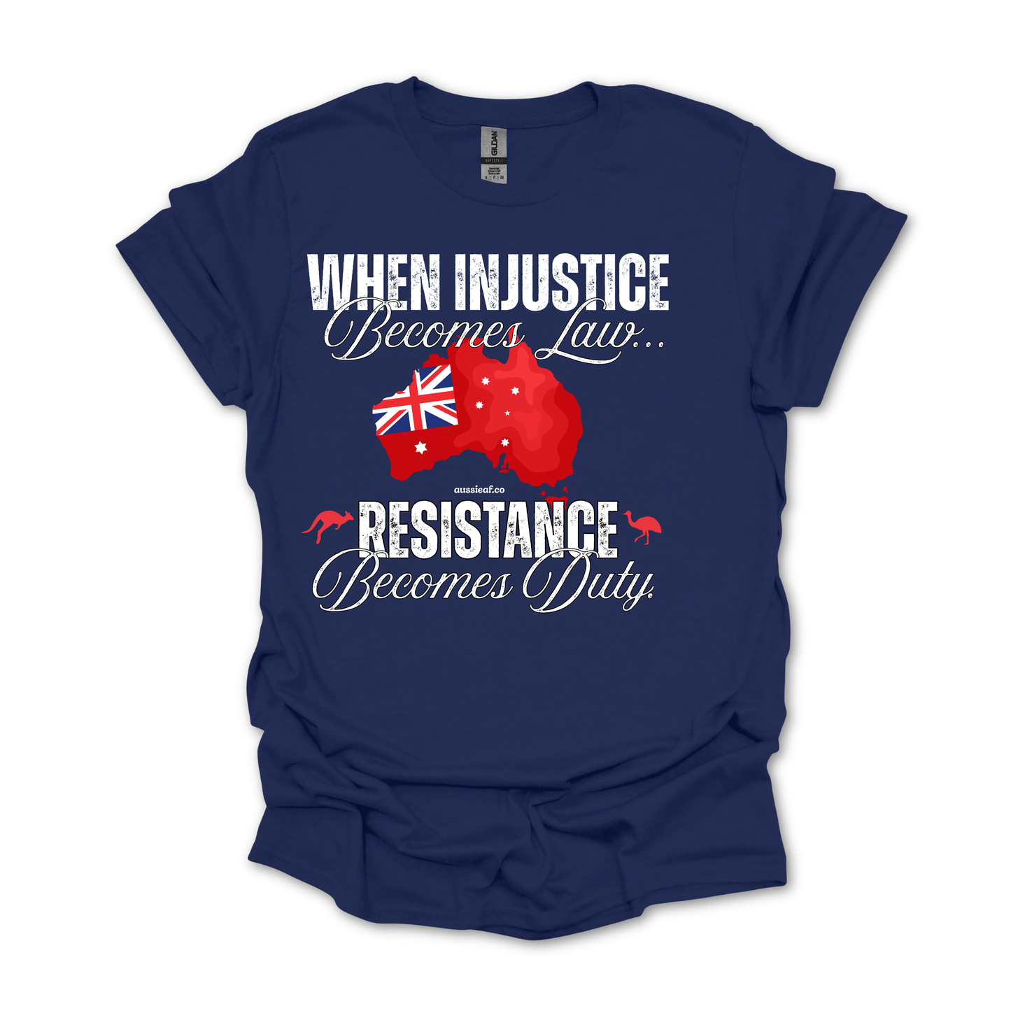When Injustice Becomes Law Australian Federal Flag Unisex FRONT Print Shirt V3
