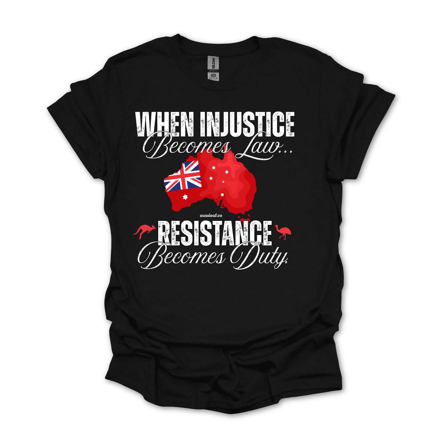 When Injustice Becomes Law Australian Federal Flag Unisex FRONT Print Shirt V3