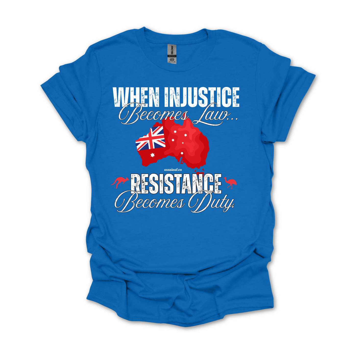 When Injustice Becomes Law Australian Federal Flag Unisex FRONT Print Shirt V3