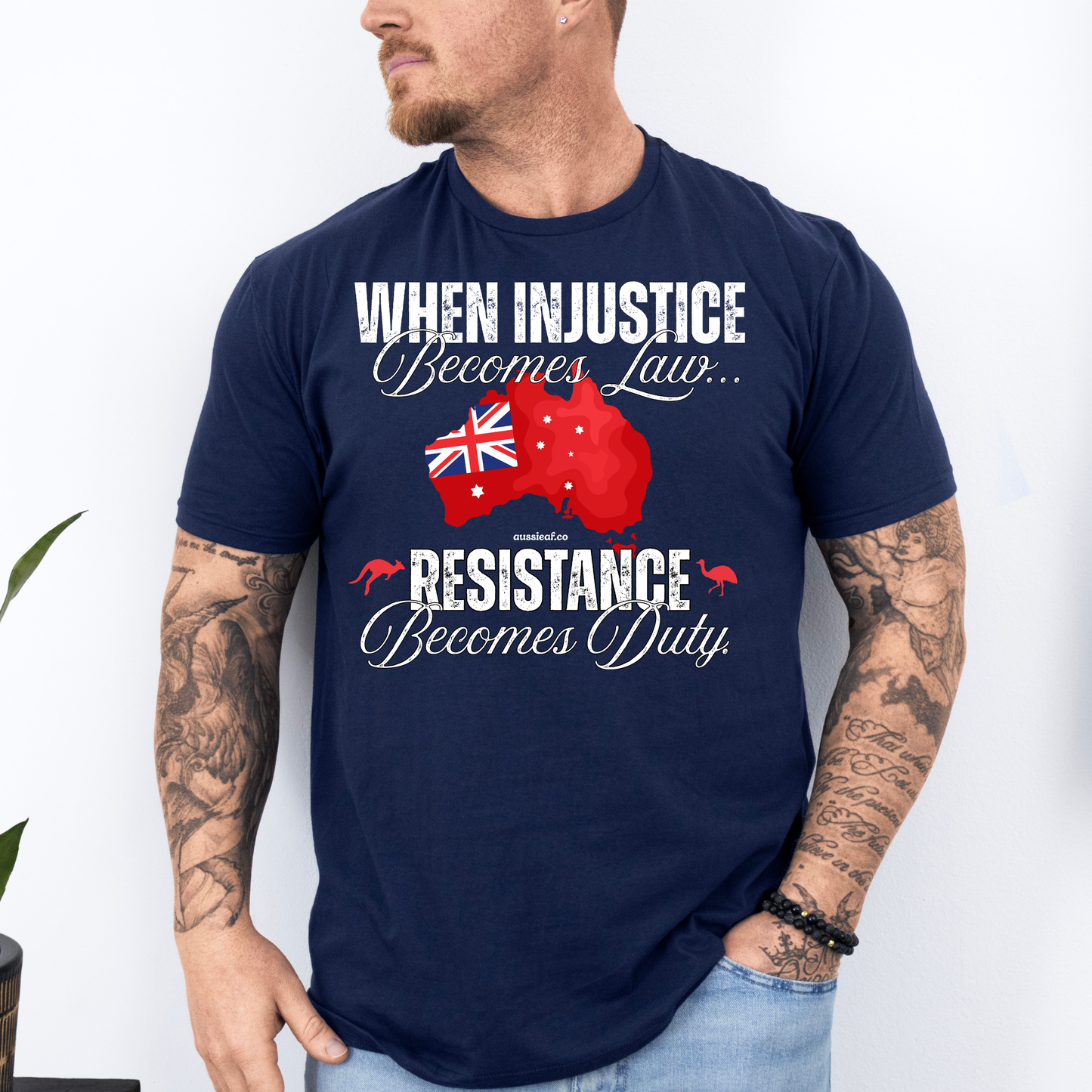 When Injustice Becomes Law Australian Federal Flag Unisex FRONT Print Shirt V3
