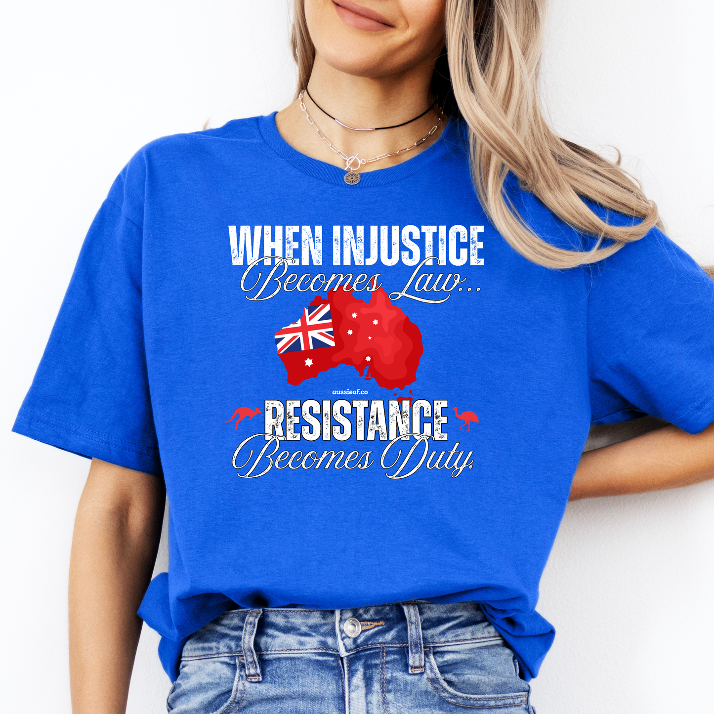 When Injustice Becomes Law Australian Federal Flag Unisex FRONT Print Shirt V3