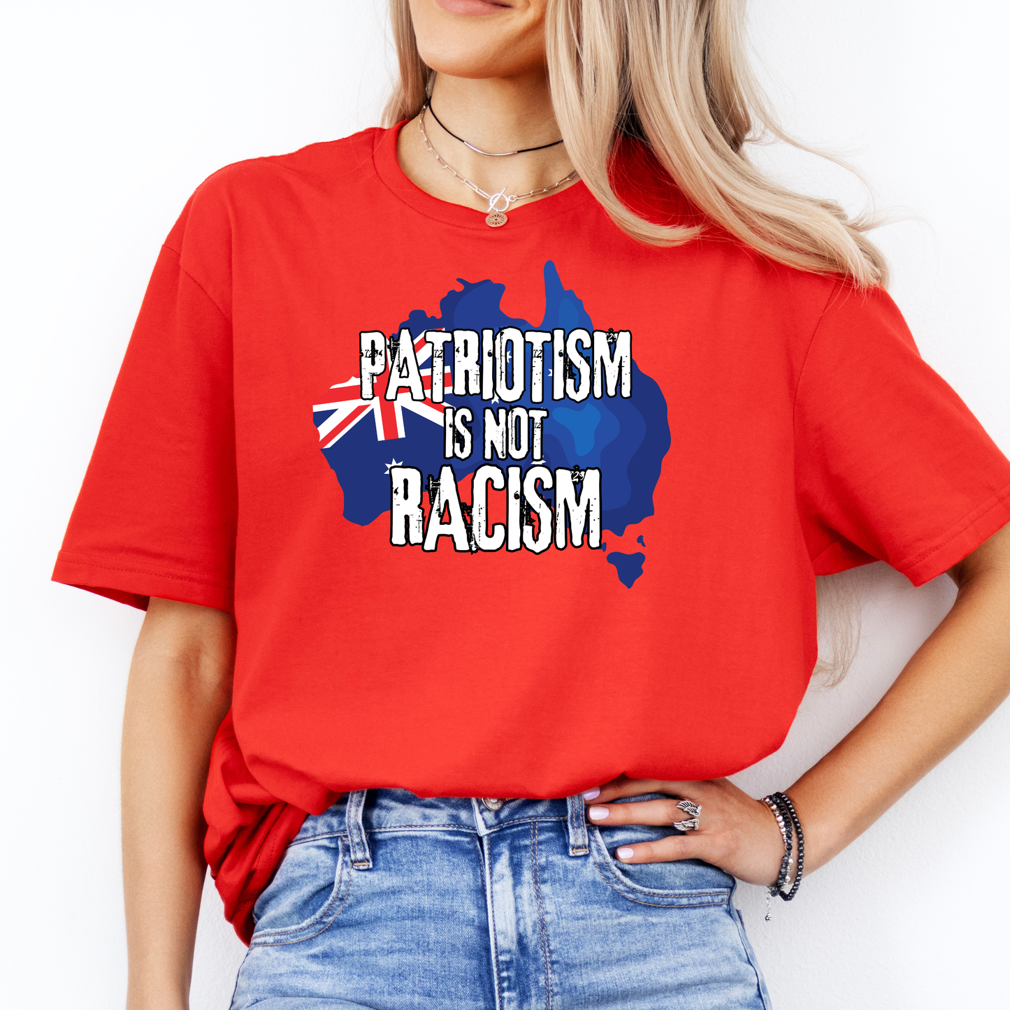 Patriotism is not Racism Australian Flag Unisex FRONT Print Shirt V3