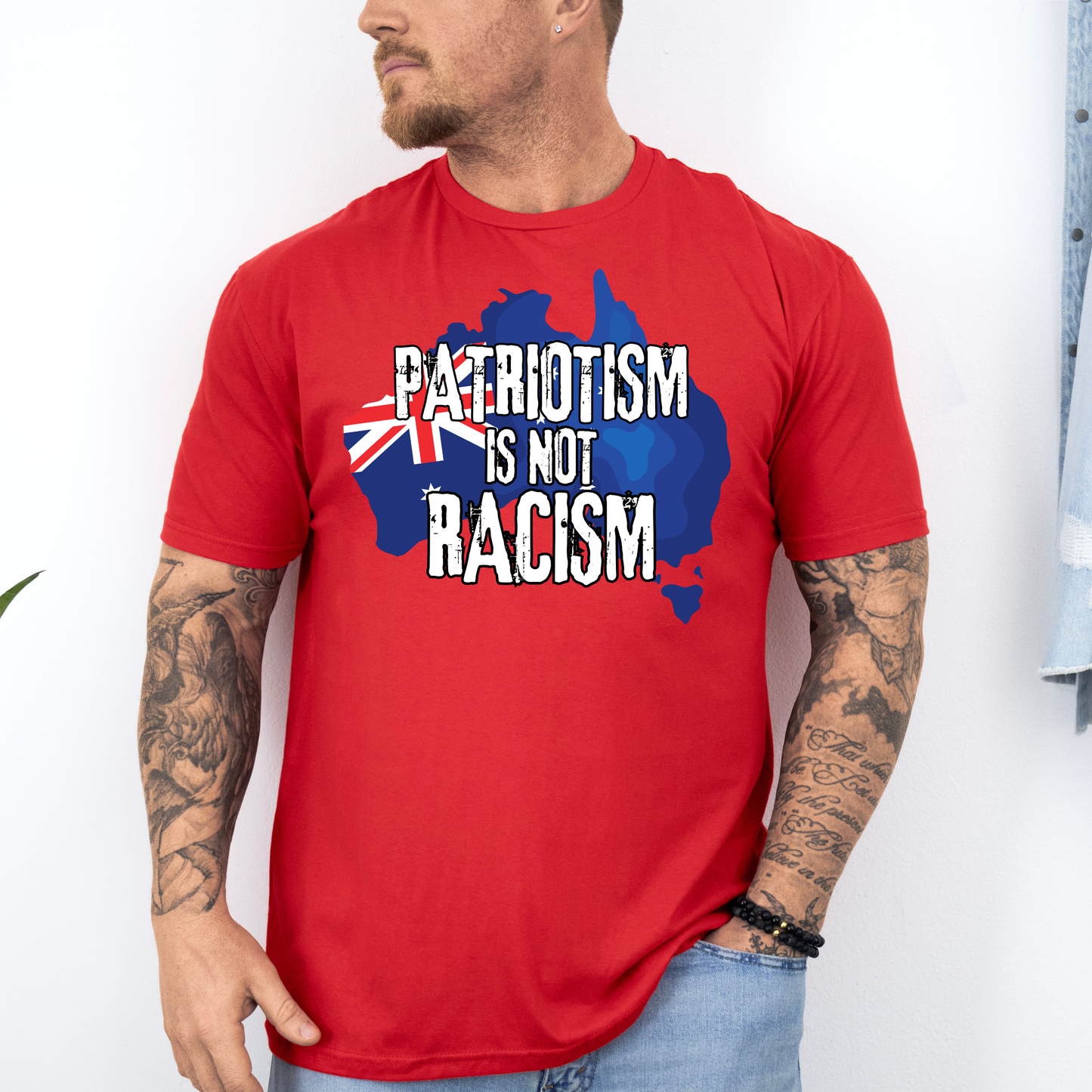 Patriotism is not Racism Australian Flag Unisex FRONT Print Shirt V3
