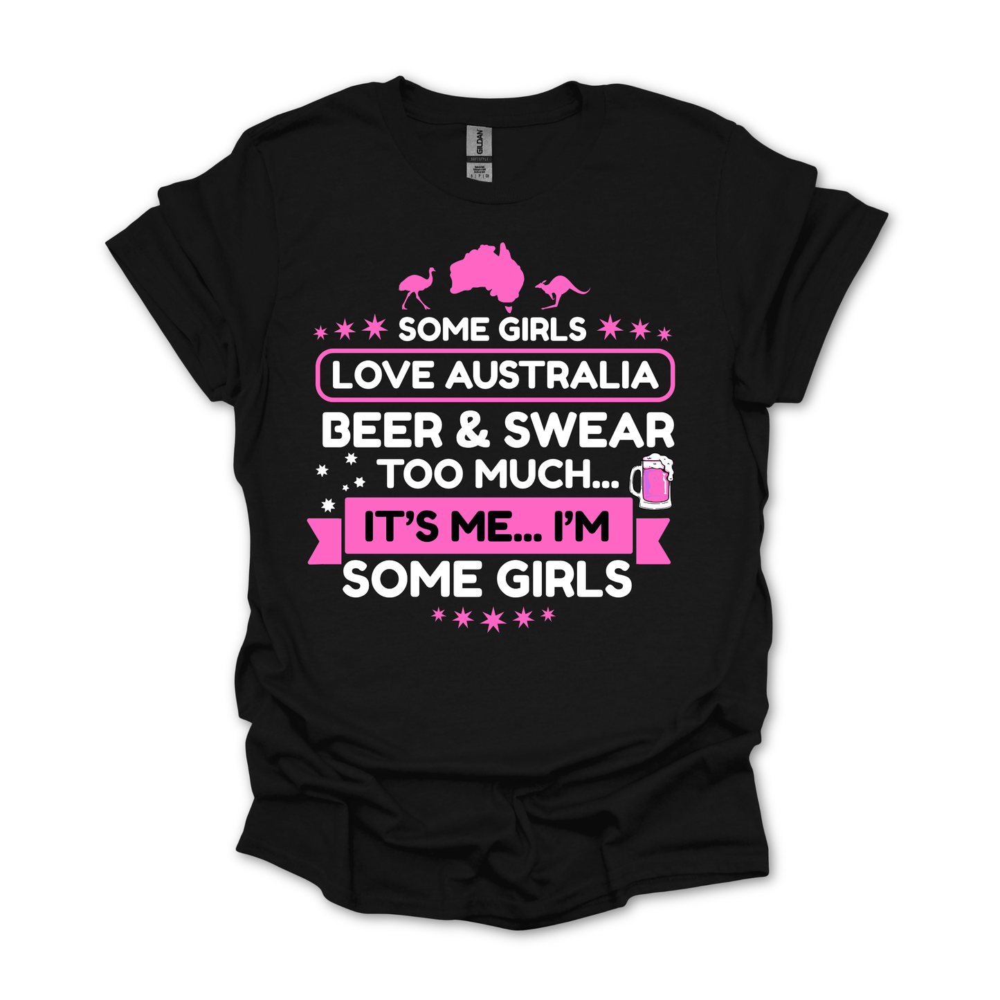 Some Girls Love Australia, Beer & Swear Too Much FRONT Print Shirt