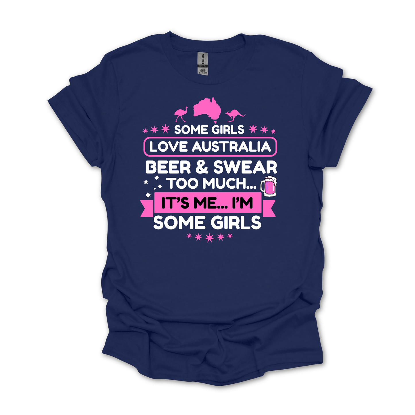 Some Girls Love Australia, Beer & Swear Too Much FRONT Print Shirt
