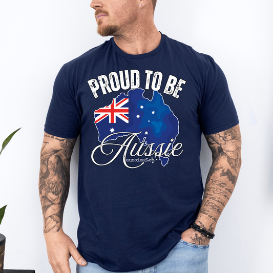 Proud to be Aussie Australian Flag Unisex FRONT Print Shirt