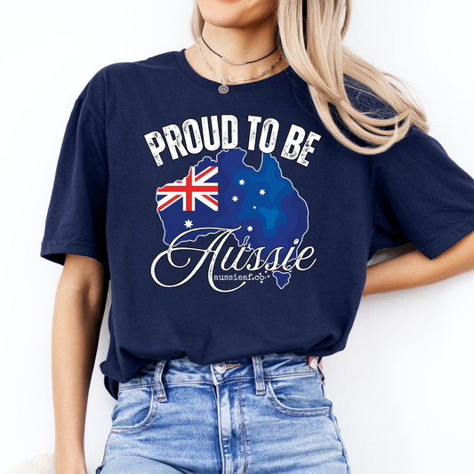 Proud to be Aussie Australian Flag Unisex FRONT Print Shirt