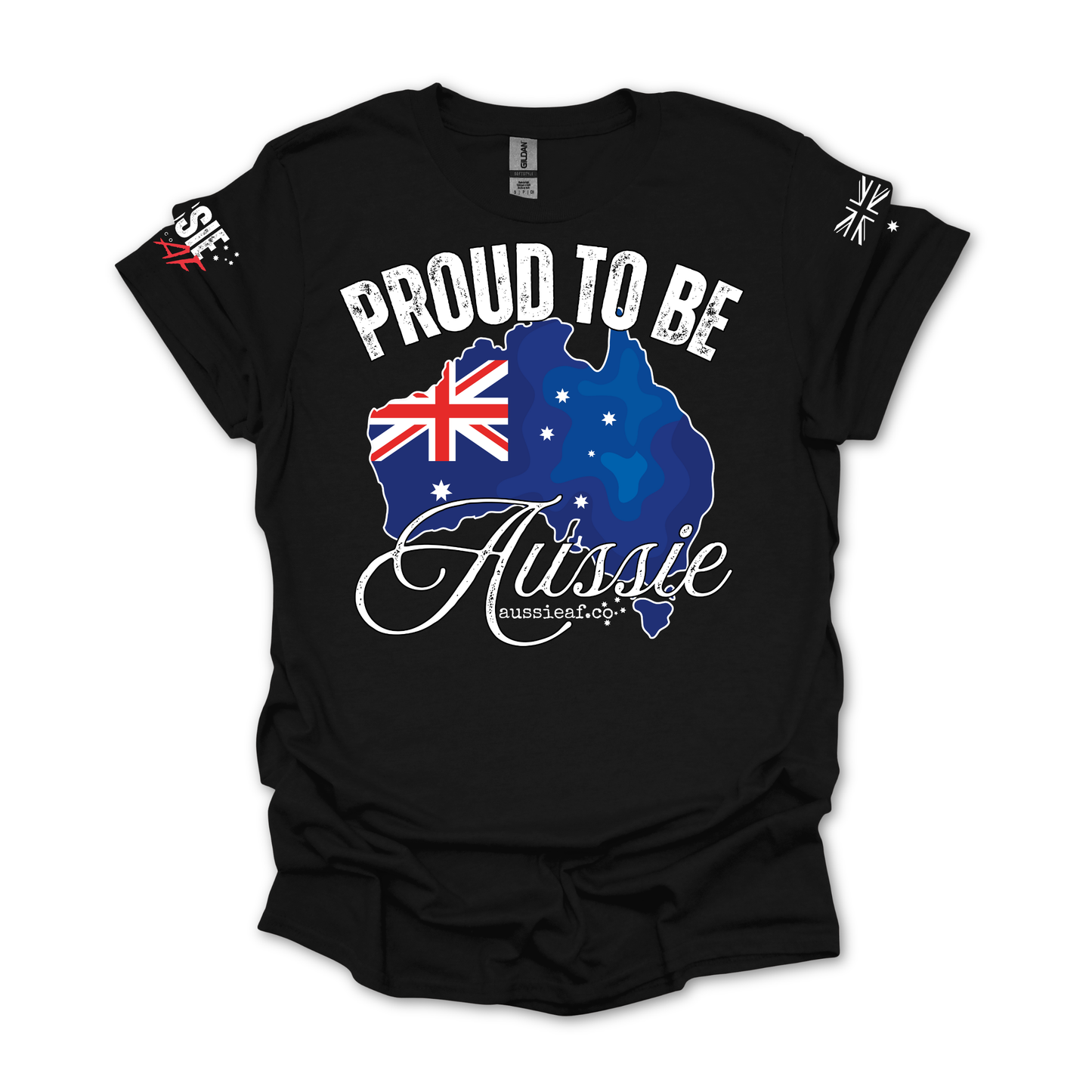Proud to Be Aussie Australian Flag Unisex T-Shirt with Sleeve Printing