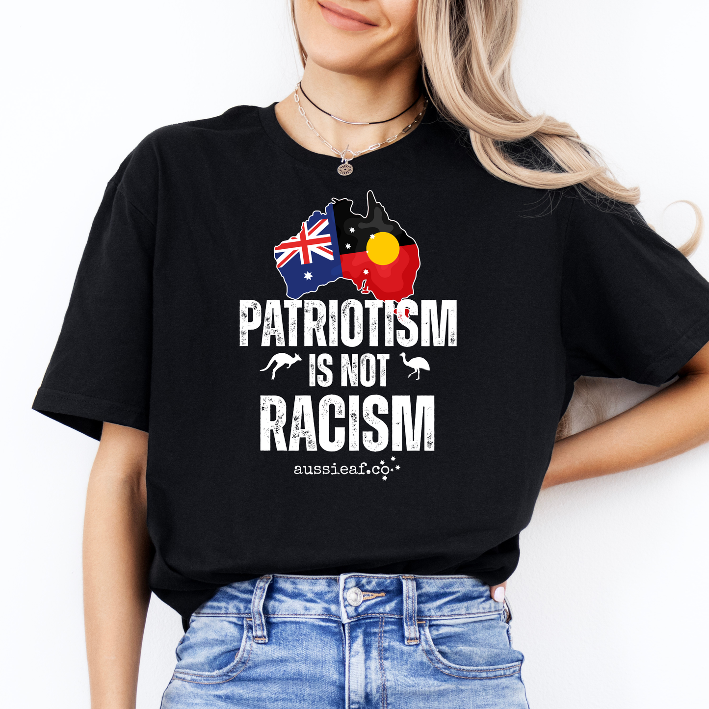 Patriotism Is not Racism Aboriginal/Australian Flag Unisex FRONT Print Shirt
