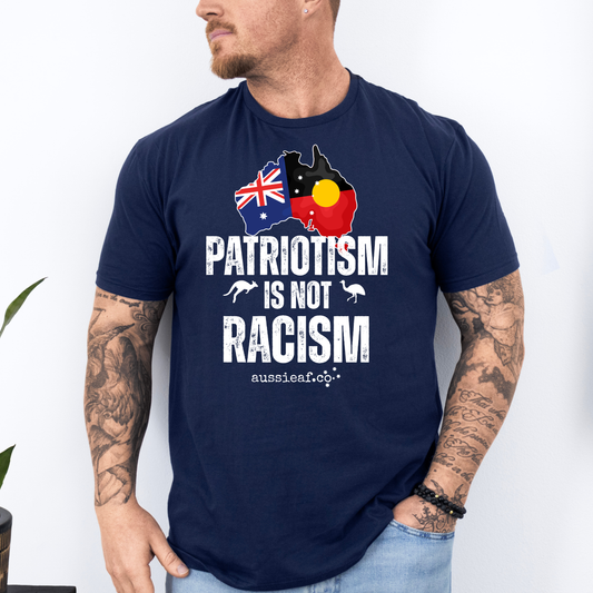 Patriotism Is not Racism Aboriginal/Australian Flag Unisex FRONT Print Shirt