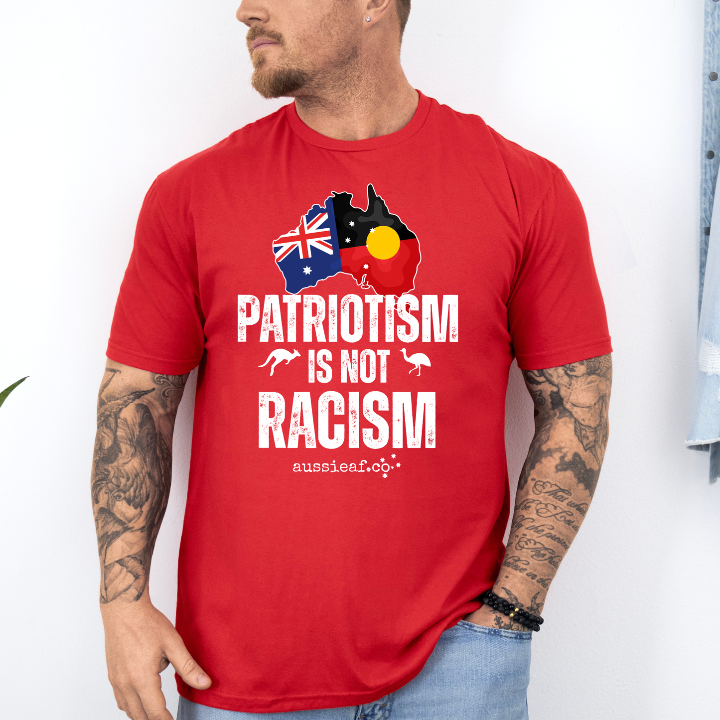 Patriotism Is not Racism Aboriginal/Australian Flag Unisex FRONT Print Shirt