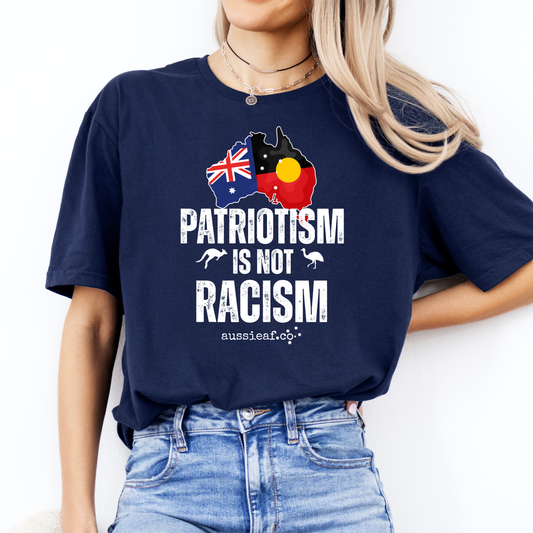 Patriotism Is not Racism Aboriginal/Australian Flag Unisex FRONT Print Shirt