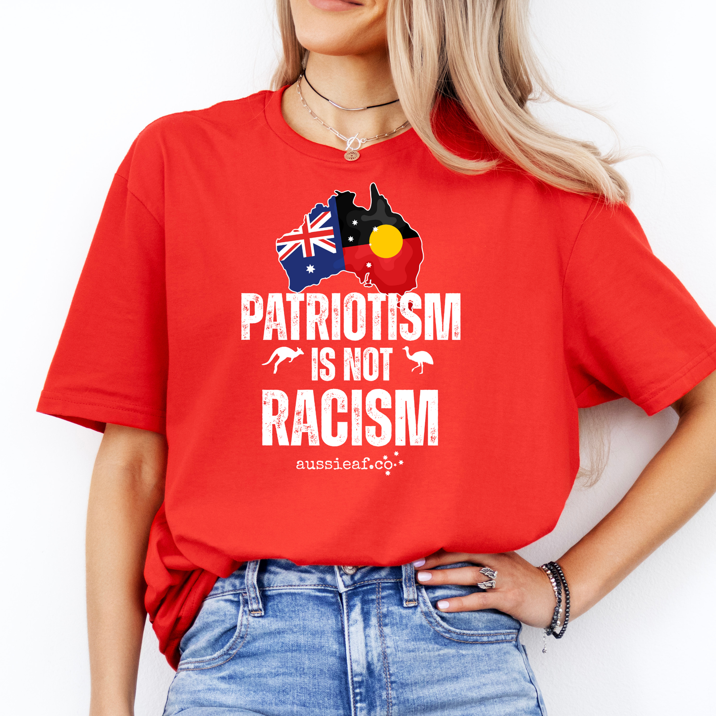Patriotism Is not Racism Aboriginal/Australian Flag Unisex FRONT Print Shirt