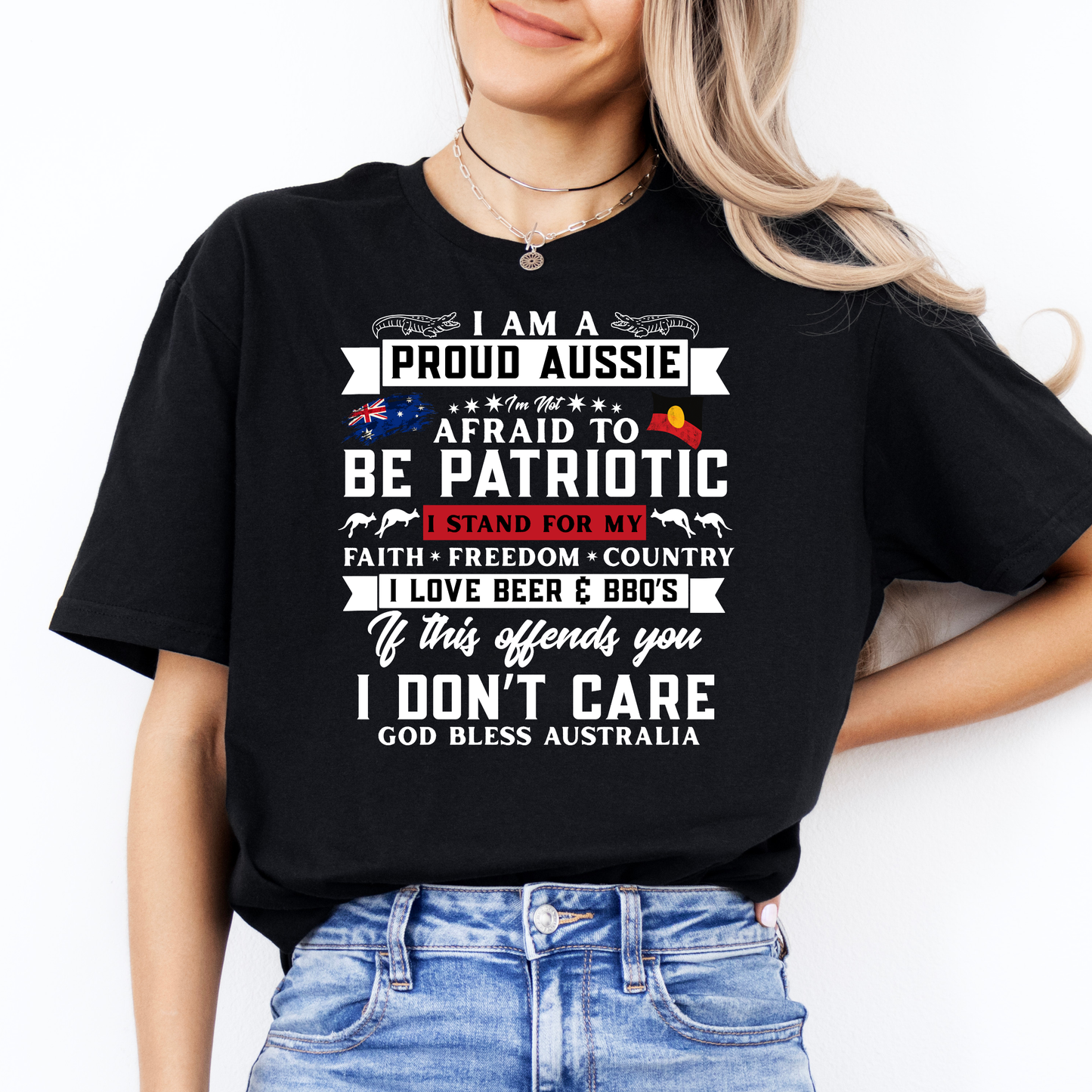 I am a Proud Aussie Aboriginal/Australian Flag Unisex FRONT Print Shirt
