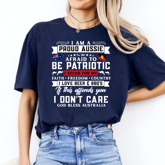 I am a Proud Aussie Aboriginal/Australian Flag Unisex FRONT Print Shirt