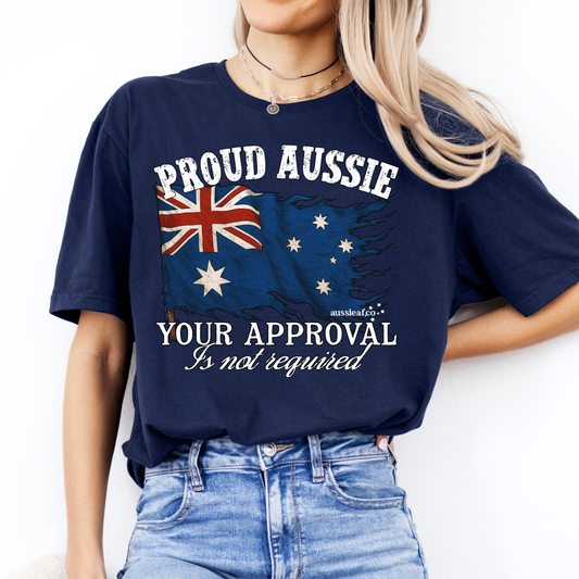 Proud to be Aussie Tattered Australian Flag Unisex FRONT Print Shirt