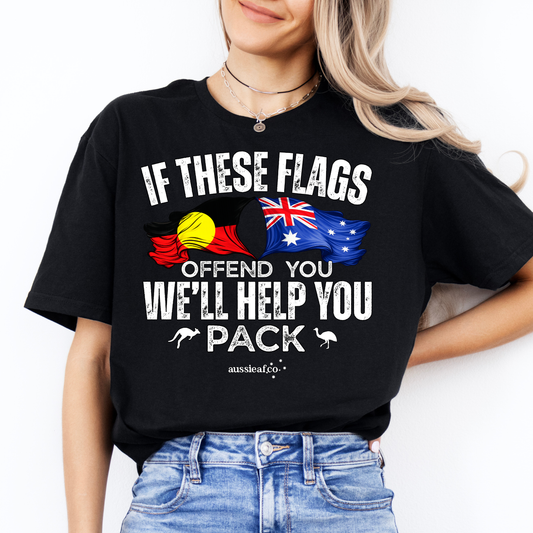 If These Flags Offend You Aboriginal/Australian Flags Unisex FRONT Print Shirt