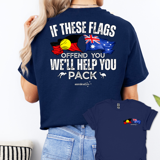 If These Flags Offend You Aboriginal/Australian Flags Unisex Back & Front Print Shirt