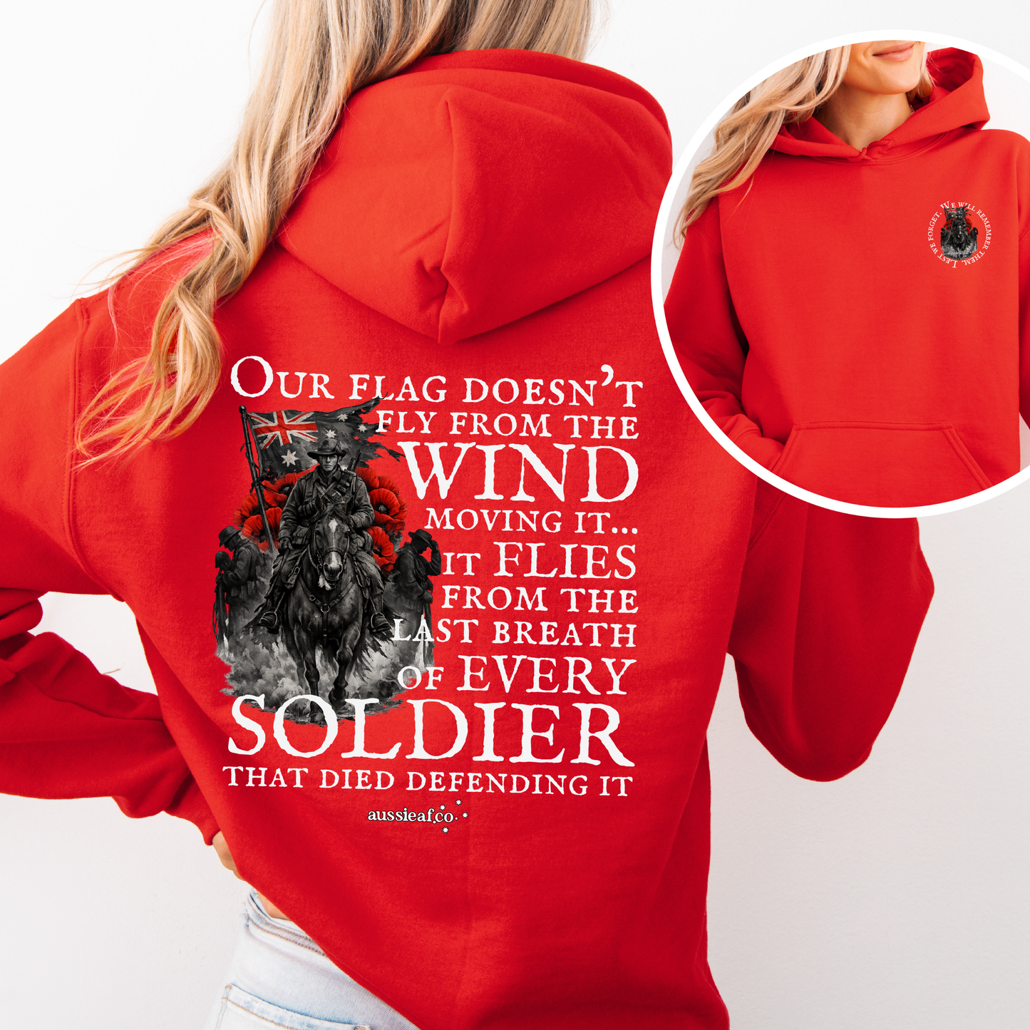 Our Flag Doesn't Fly Because of the Wind... Remembrance Back & Front Print Unisex Heavy Blend™ Hoodie