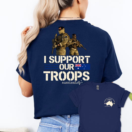 I Support Our Troops - Aussie Flag shirt Unisex Back & Front Print Shirt