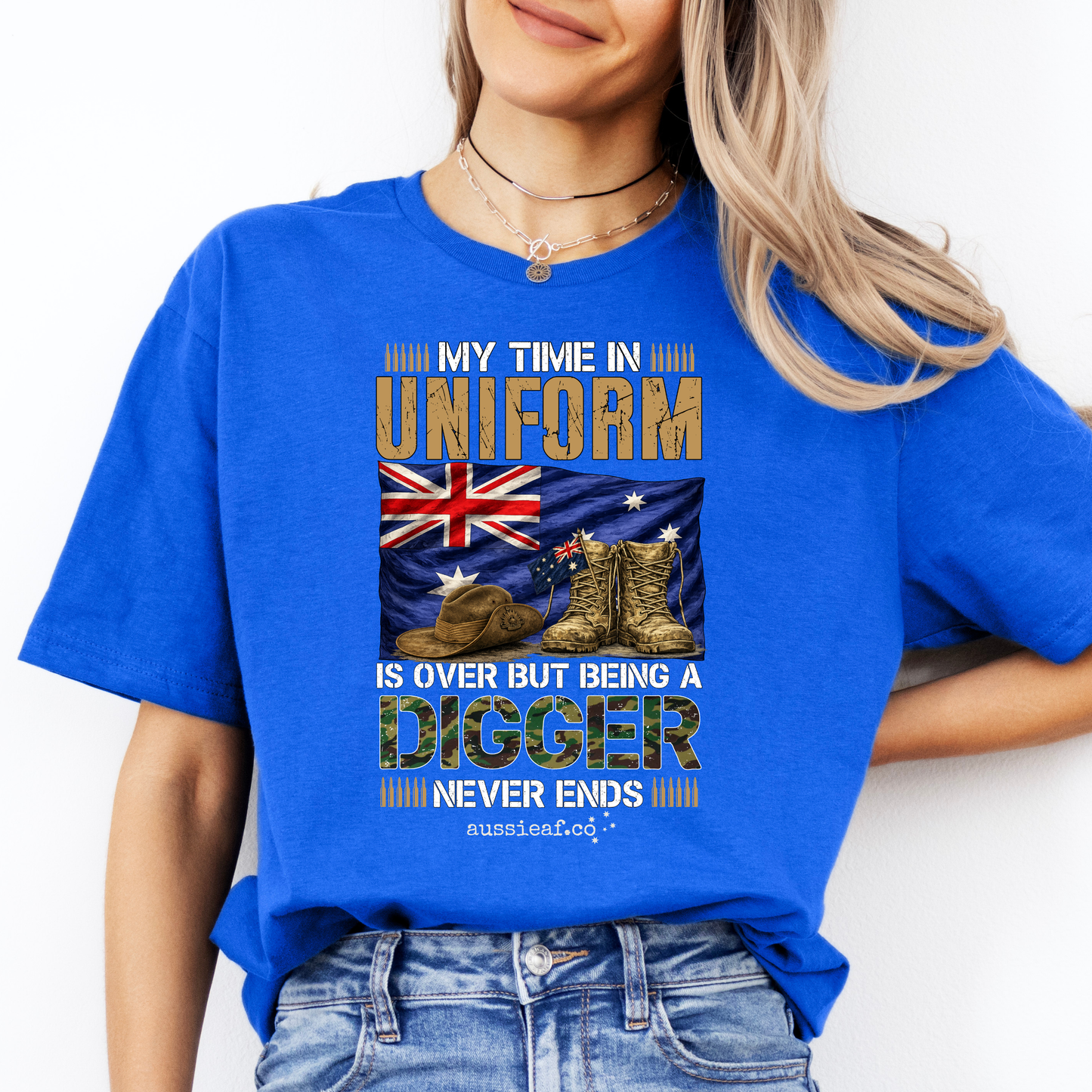 My Time in Uniform Is Over - Aussie Veteran Australian Flag Unisex FRONT Print Shirt