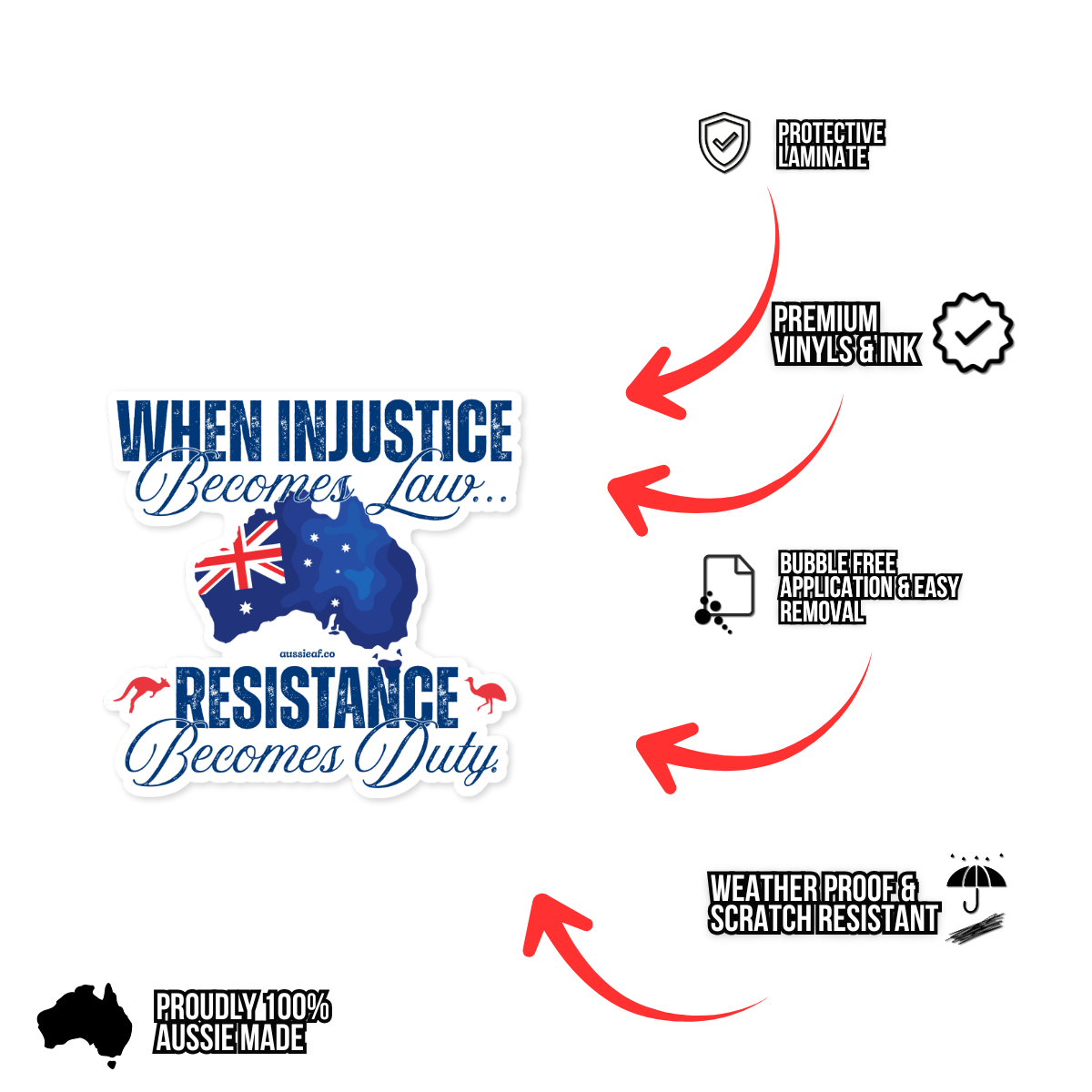 When Injustice Becomes Law Australian Flag Car Bumper Sticker