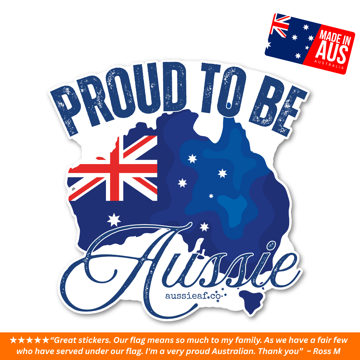 Proud to be Aussie Australian Flag UV Vinyl Bumper Sticker