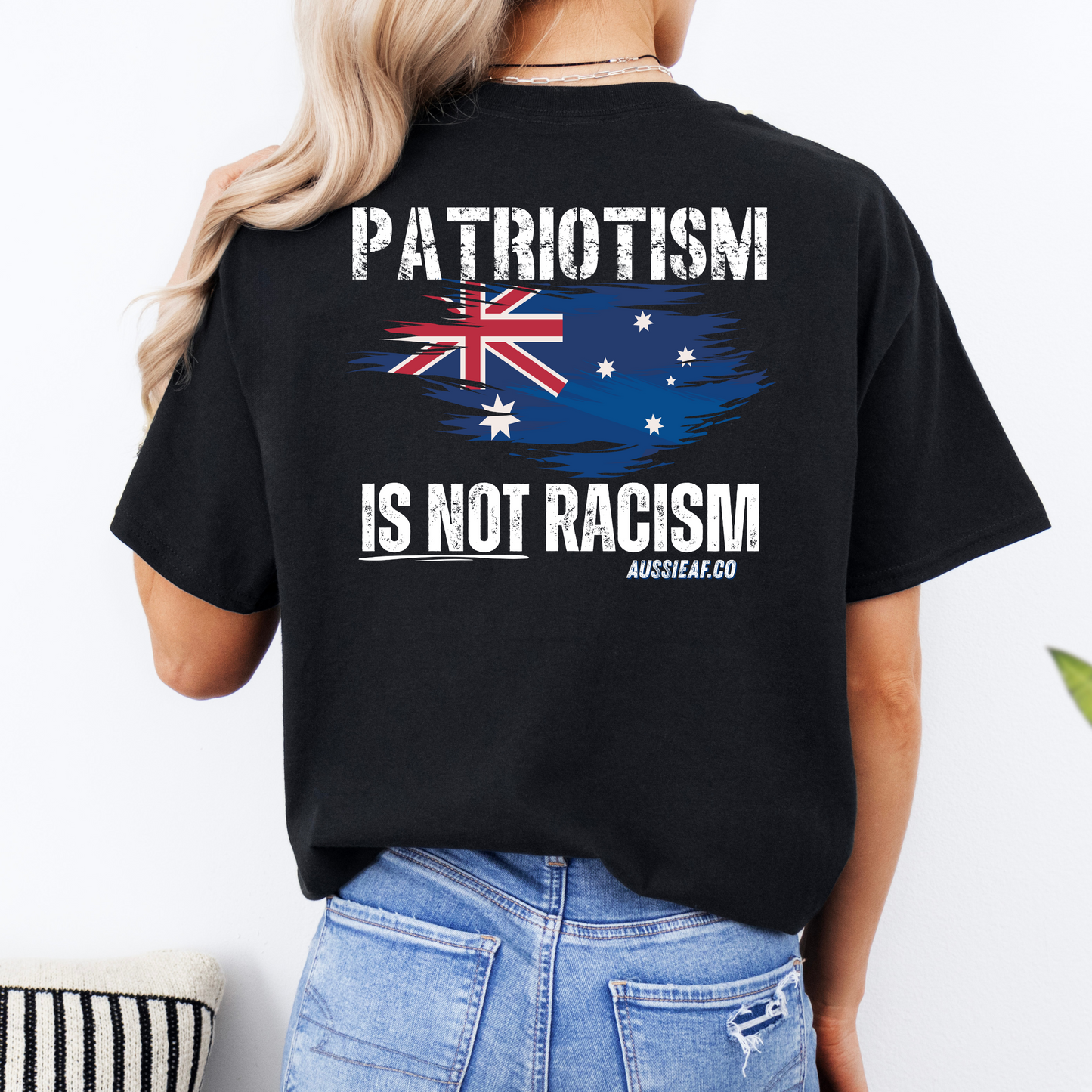 Patriotism is not Racism Australian Flag Unisex BACK Print Shirt