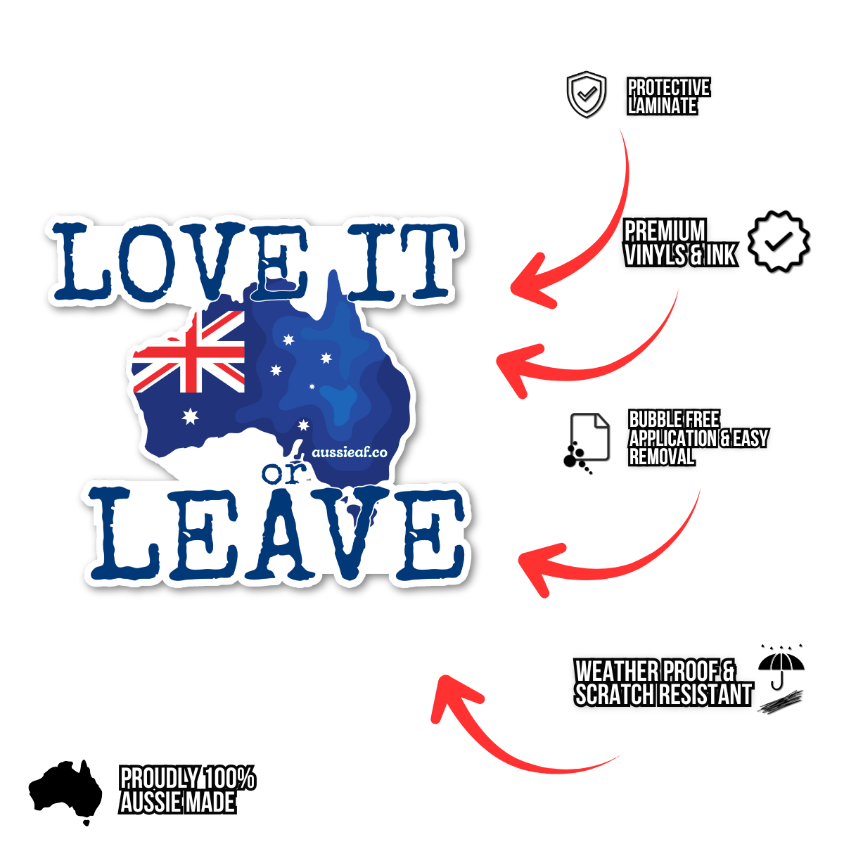 Love It or Leave Australian Flag UV Vinyl Bumper Sticker