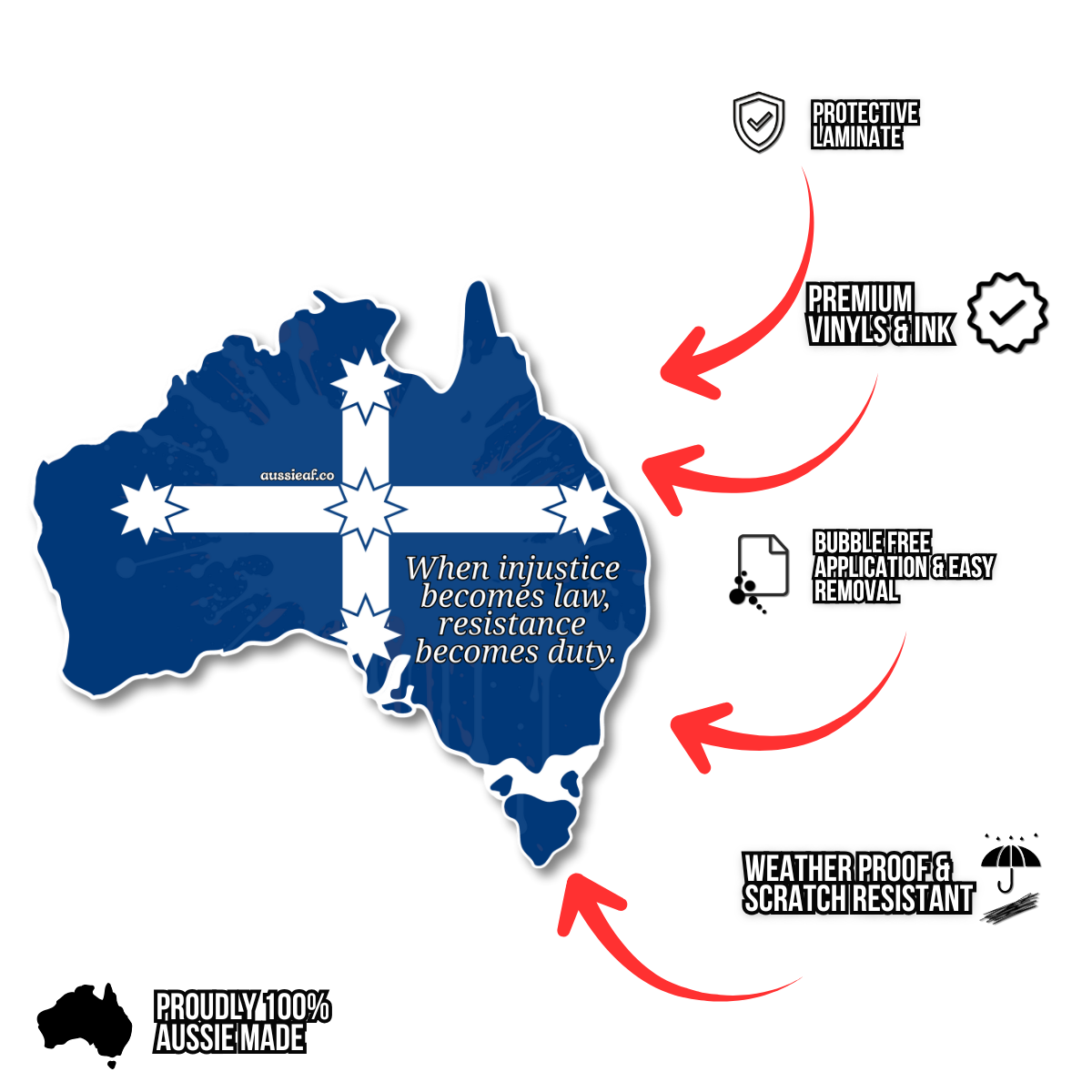When Injustice Becomes Law Eureka Flag Car Bumper Sticker