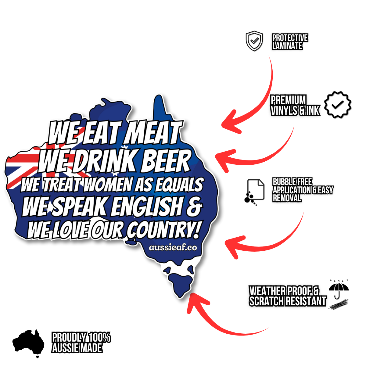 We Love Our Country Australian Flag Statement Car Bumper Sticker