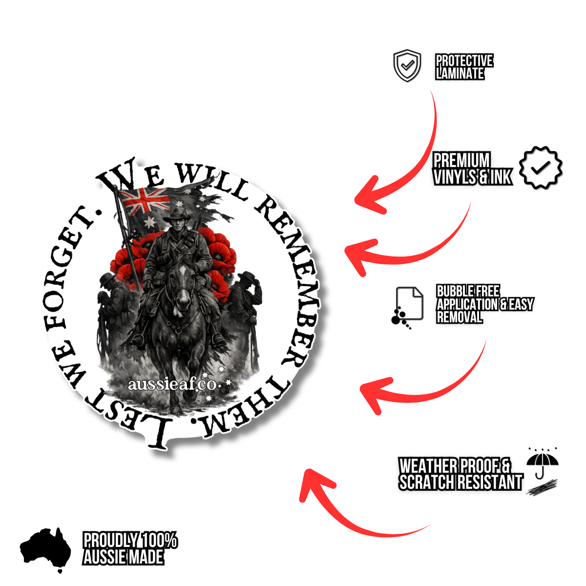 Lest We Forget, We Will Remember Them UV Vinyl Bumper Sticker [Limited Edition]