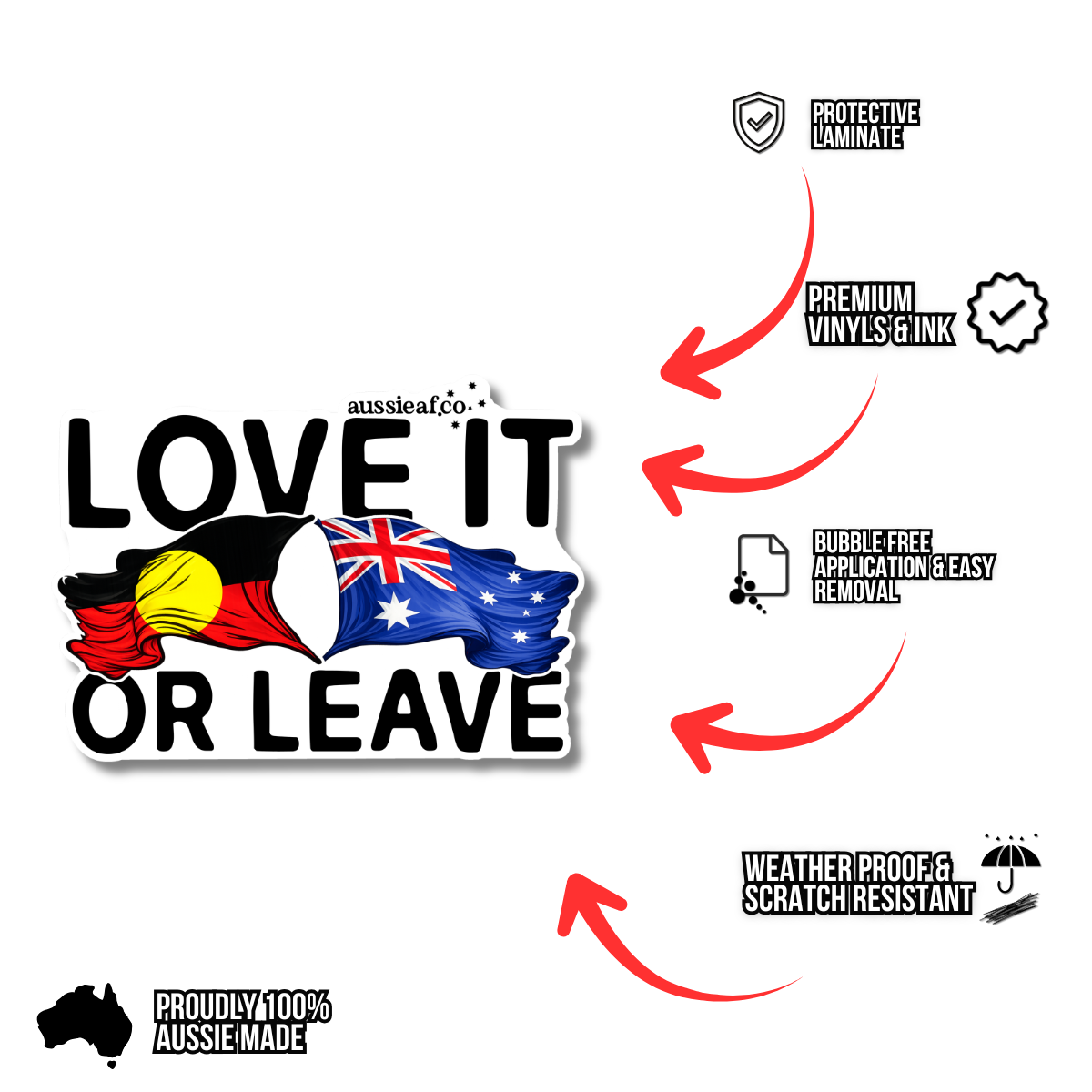 Love It or Leave ABO/AUS Flags UV Vinyl Bumper Sticker [Limited Edition]