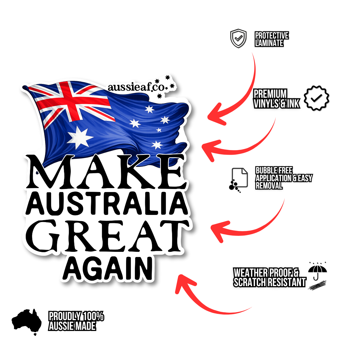 Make Australian Great Again Australian Flag UV Vinyl Bumper Sticker [Limited Edition]
