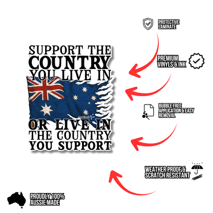 Support the Country V2 Australian Flag UV Vinyl Bumper Sticker