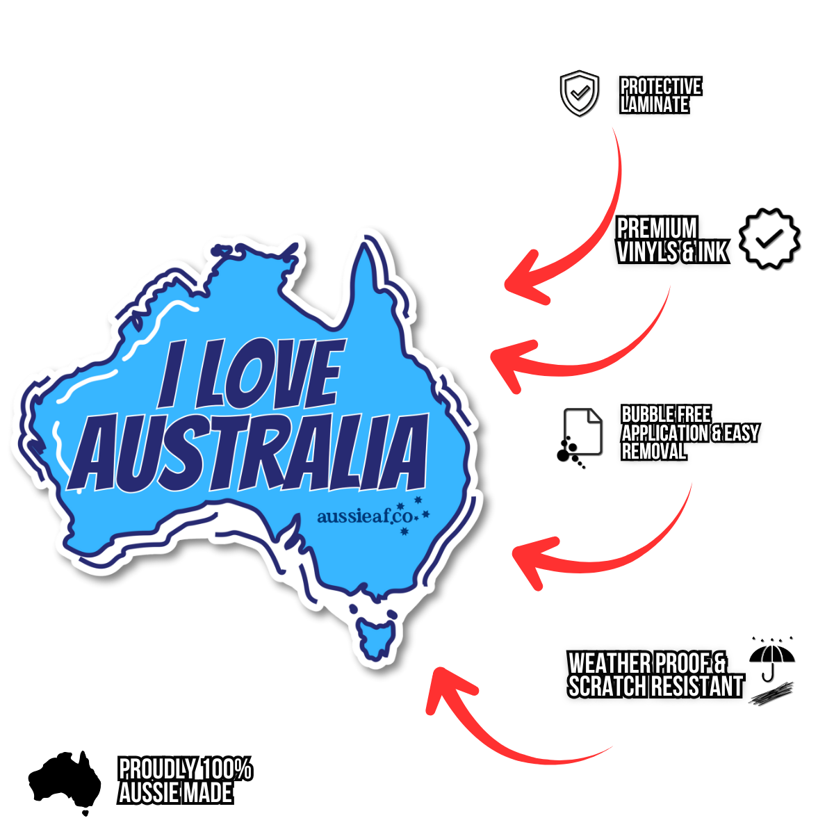 I Love Australia Map UV Vinyl Bumper Sticker [Limited Edition]