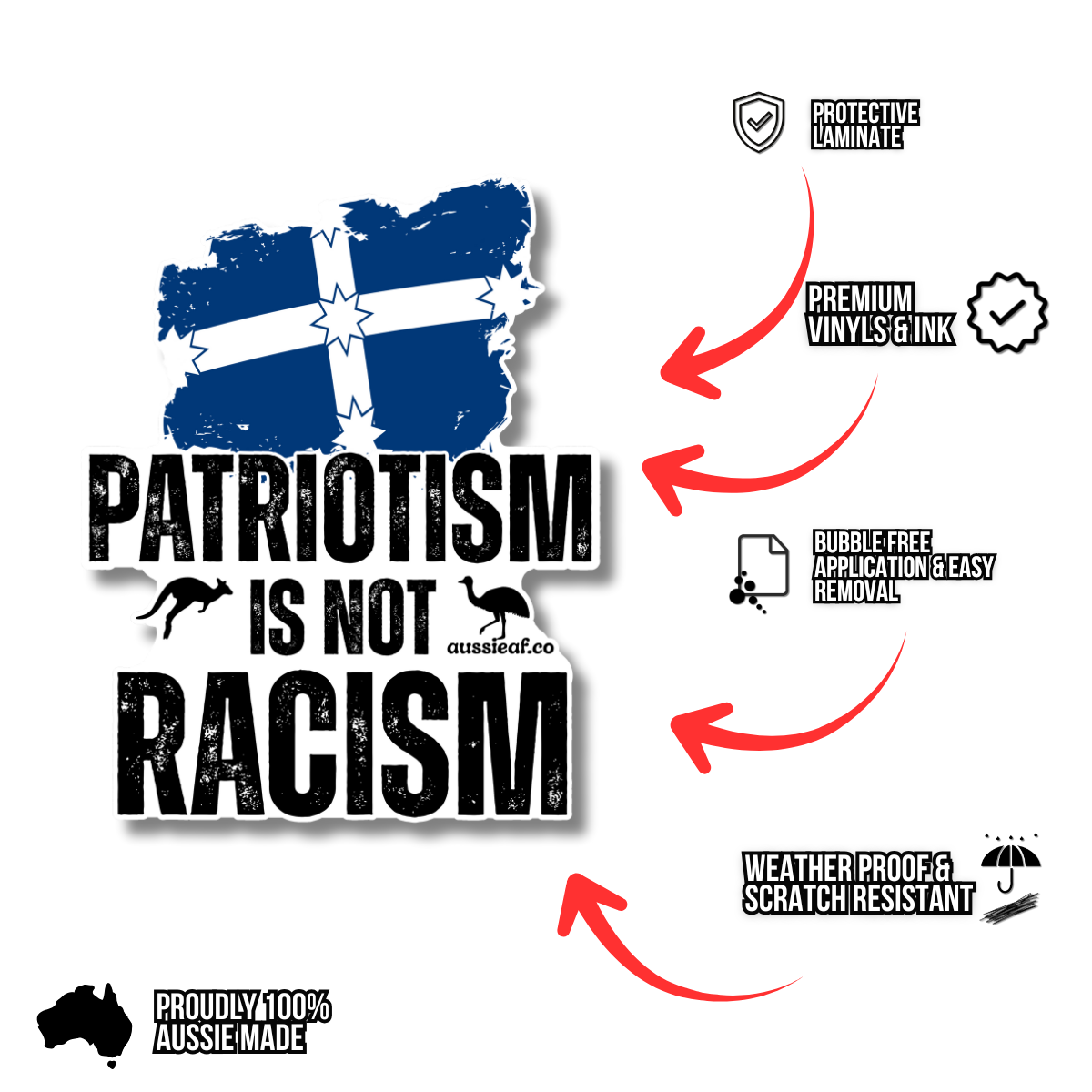 Eureka Flag "Patriotism Is Not Racism" UV Vinyl Bumper Sticker [Limited Edition]