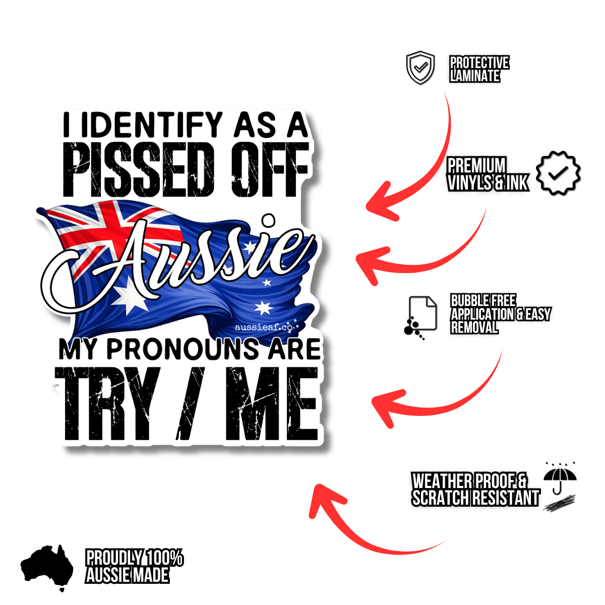 My Pronouns Are Try Me - Australian Flag UV Vinyl Bumper Sticker [Limited Edition]