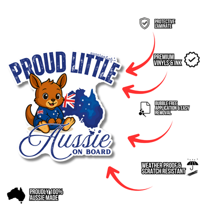 Proud Little Aussie on Board UV Vinyl Bumper Sticker