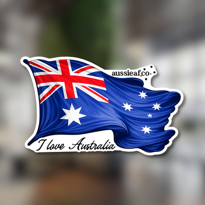 I Love Australia, Australian Flag UV Vinyl Bumper Sticker [Limited Edition]