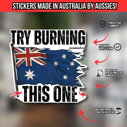 Try Burning This One V2 Australian Flag UV Vinyl Bumper Sticker [Limited Edition]
