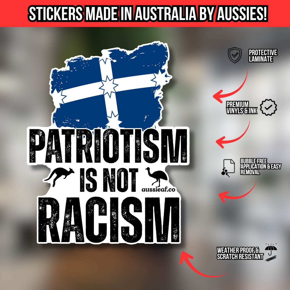 Eureka Flag "Patriotism Is Not Racism" UV Vinyl Bumper Sticker [Limited Edition]