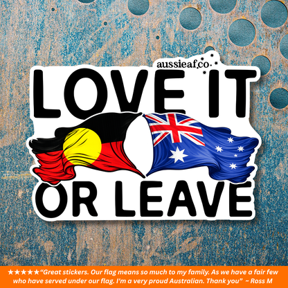 Love It or Leave ABO/AUS Flags UV Vinyl Bumper Sticker [Limited Edition]