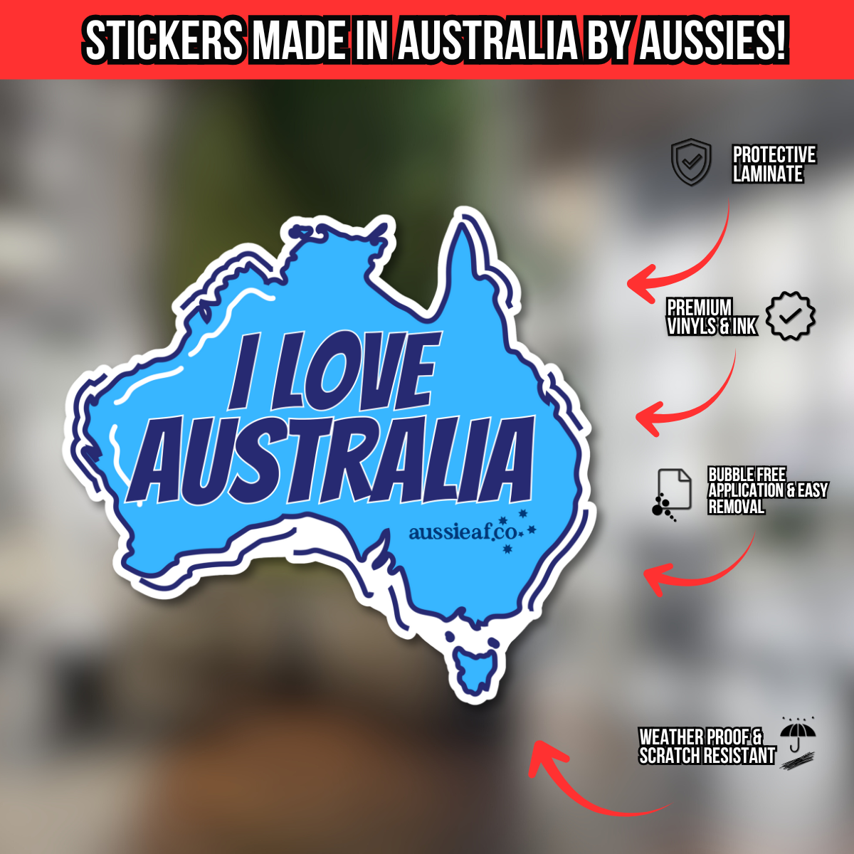 I Love Australia Map UV Vinyl Bumper Sticker [Limited Edition]