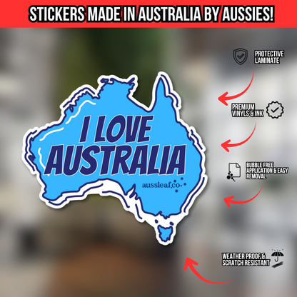 I Love Australia Map UV Vinyl Bumper Sticker [Limited Edition]