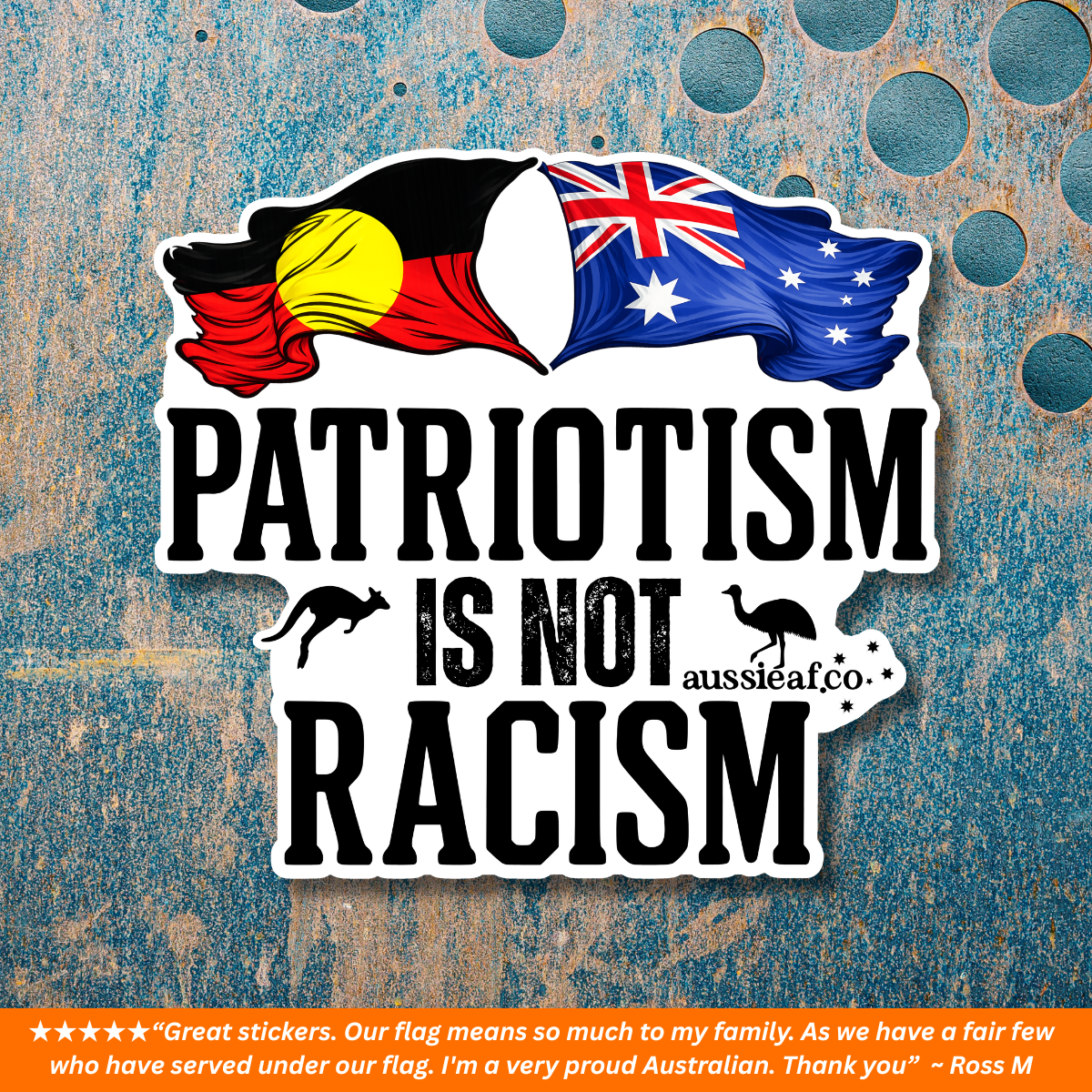 Patriotism is Not Racism ABO/AUS Flags UV Vinyl Bumper Sticker [Limited Edition]
